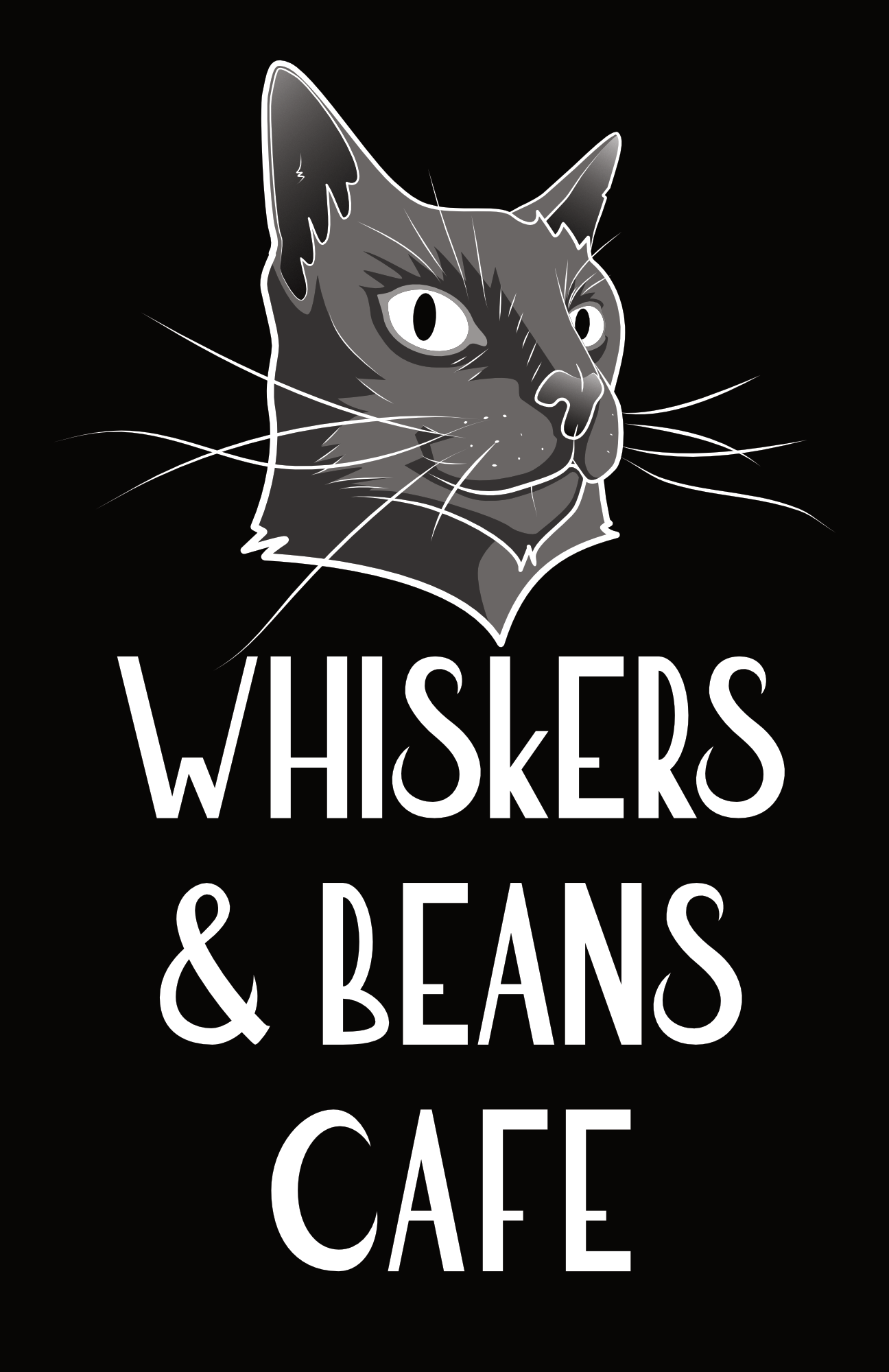 Whiskers & Beans Cafe Logo - black